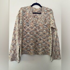 Multi colored sweater with flare sleeves at wrist by Hem & Thread size large